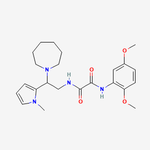 molecular formula C23H32N4O4 B2492667 N1-(2-(氮杂庚烷-1-基)-2-(1-甲基-1H-吡咯-2-基)乙基)-N2-(2,5-二甲氧苯基)草酸二酰胺 CAS No. 1049478-61-6