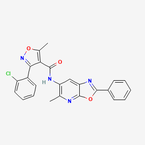 molecular formula C24H17ClN4O3 B2492668 3-(2-氯苯基)-5-甲基-N-(5-甲基-2-苯基噁唑并[5,4-b]吡啶-6-基)异噁唑-4-甲酰胺 CAS No. 2034521-16-7