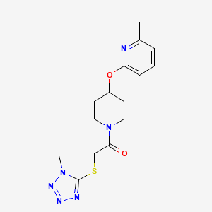 molecular formula C15H20N6O2S B2492677 2-((1-methyl-1H-tetrazol-5-yl)thio)-1-(4-((6-methylpyridin-2-yl)oxy)piperidin-1-yl)ethanone CAS No. 1797536-99-2