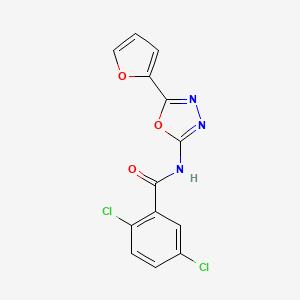 molecular formula C13H7Cl2N3O3 B2492682 2,5-ジクロロ-N-[5-(フラン-2-イル)-1,3,4-オキサジアゾール-2-イル]ベンゾアミド CAS No. 851095-65-3