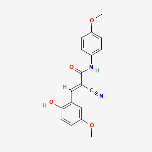 molecular formula C18H16N2O4 B2492698 (2E)-2-cyano-3-(2-hydroxy-5-methoxyphenyl)-N-(4-methoxyphenyl)prop-2-enamide CAS No. 379731-00-7