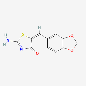 molecular formula C11H8N2O3S B2492706 (5E)-5-(1,3-Benzodioxol-5-ylmethylene)-2-imino-1,3-thiazolidin-4-one CAS No. 300829-97-4