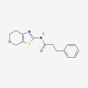 molecular formula C15H16N2O2S B2492709 N-(6,7-dihydro-4H-pyrano[4,3-d]thiazol-2-yl)-3-phenylpropanamide CAS No. 1421583-79-0