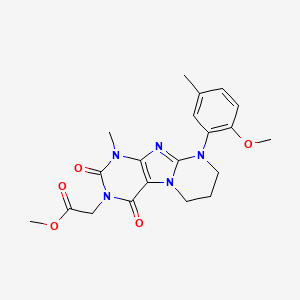 molecular formula C20H23N5O5 B2492718 methyl 2-[9-(2-methoxy-5-methylphenyl)-1-methyl-2,4-dioxo-7,8-dihydro-6H-purino[7,8-a]pyrimidin-3-yl]acetate CAS No. 923470-28-4