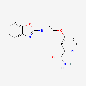 molecular formula C16H14N4O3 B2492719 4-[1-(1,3-Benzoxazol-2-yl)azetidin-3-yl]oxypyridine-2-carboxamide CAS No. 2415583-41-2