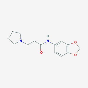 molecular formula C14H18N2O3 B249272 N-(1,3-benzodioxol-5-yl)-3-(pyrrolidin-1-yl)propanamide 