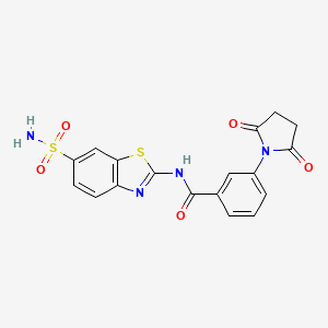 3-(2,5-dioxopyrrolidin-1-yl)-N-(6-sulfamoyl-1,3-benzothiazol-2-yl)benzamide