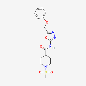 molecular formula C16H20N4O5S B2492734 1-(methylsulfonyl)-N-(5-(phenoxymethyl)-1,3,4-oxadiazol-2-yl)piperidine-4-carboxamide CAS No. 1286704-77-5