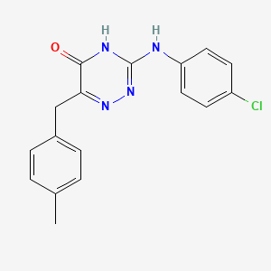 molecular formula C17H15ClN4O B2492739 3-[(4-Chlorophenyl)amino]-6-(4-methylbenzyl)-1,2,4-triazin-5-ol CAS No. 905764-85-4