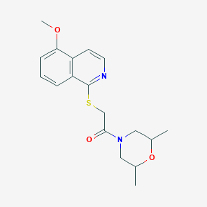 molecular formula C18H22N2O3S B2492742 1-(2,6-二甲基吗啉基)-2-((5-甲氧基异喹啉-1-基)硫)乙酮 CAS No. 1203009-52-2