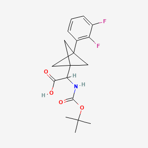 molecular formula C18H21F2NO4 B2492744 2-[3-(2,3-Difluorophenyl)-1-bicyclo[1.1.1]pentanyl]-2-[(2-methylpropan-2-yl)oxycarbonylamino]acetic acid CAS No. 2287267-71-2