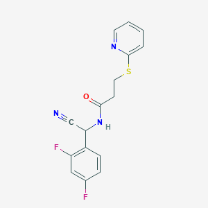 molecular formula C16H13F2N3OS B2492748 N-[Cyano-(2,4-difluorophenyl)methyl]-3-pyridin-2-ylsulfanylpropanamide CAS No. 1607257-45-3