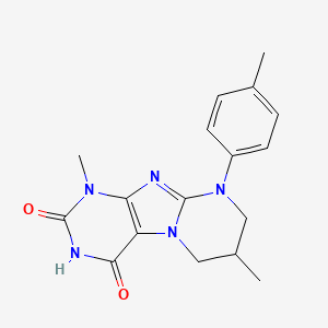 molecular formula C17H19N5O2 B2492755 1,7-dimethyl-9-(4-methylphenyl)-7,8-dihydro-6H-purino[7,8-a]pyrimidine-2,4-dione CAS No. 714244-07-2