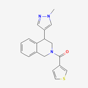 molecular formula C18H17N3OS B2492758 (4-(1-methyl-1H-pyrazol-4-yl)-3,4-dihydroisoquinolin-2(1H)-yl)(thiophen-3-yl)methanone CAS No. 2034422-08-5