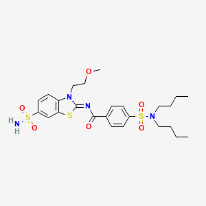 molecular formula C25H34N4O6S3 B2492760 (Z)-4-(N,N-dibutylsulfamoyl)-N-(3-(2-methoxyethyl)-6-sulfamoylbenzo[d]thiazol-2(3H)-ylidene)benzamide CAS No. 865160-71-0