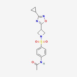 molecular formula C16H18N4O4S B2492778 N-(4-((3-(3-cyclopropyl-1,2,4-oxadiazol-5-yl)azetidin-1-yl)sulfonyl)phenyl)acetamide CAS No. 1351597-46-0