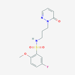 molecular formula C14H16FN3O4S B2492780 5-氟-2-甲氧基-N-(3-(6-氧代吡啶-1(6H)-基)丙基)苯磺酰胺 CAS No. 1105234-18-1