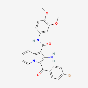 molecular formula C24H20BrN3O4 B2492782 2-氨基-3-(4-溴苯甲酰)-N-(3,4-二甲氧基苯基)吲哚吡啶-1-甲酰胺 CAS No. 898417-83-9
