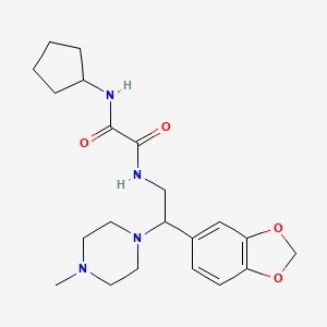 molecular formula C21H30N4O4 B2492784 N1-(2-(benzo[d][1,3]dioxol-5-yl)-2-(4-methylpiperazin-1-yl)ethyl)-N2-cyclopentyloxalamide CAS No. 896335-18-5