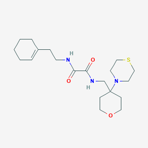 molecular formula C20H33N3O3S B2492789 N-[2-(Cyclohexen-1-yl)ethyl]-N'-[(4-thiomorpholin-4-yloxan-4-yl)methyl]oxamide CAS No. 2415540-19-9