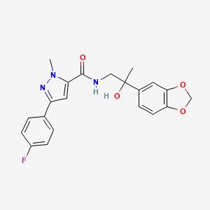 molecular formula C21H20FN3O4 B2492791 N-(2-(benzo[d][1,3]dioxol-5-yl)-2-hydroxypropyl)-3-(4-fluorophenyl)-1-methyl-1H-pyrazole-5-carboxamide CAS No. 1396682-75-9
