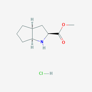 molecular formula C9H16ClNO2 B2492804 Methyl (2S,3aS,6aS)-octahydrocyclopenta[b]pyrrole-2-carboxylate hydrochloride CAS No. 2193051-99-7