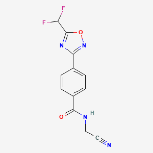 molecular formula C12H8F2N4O2 B2492806 N-(Cyanomethyl)-4-[5-(difluoromethyl)-1,2,4-oxadiazol-3-yl]benzamide CAS No. 2418663-48-4