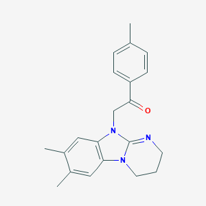 molecular formula C21H23N3O B249281 2-(7,8-dimethyl-3,4-dihydropyrimido[1,2-a]benzimidazol-10(2H)-yl)-1-(4-methylphenyl)ethanone 