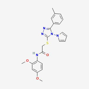 molecular formula C23H23N5O3S B2492821 N-(2,4-二甲氧基苯基)-2-{[5-(3-甲基苯基)-4-(1H-吡咯-1-基)-4H-1,2,4-三唑-3-基]硫代基}乙酰胺 CAS No. 898371-54-5