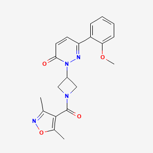 molecular formula C20H20N4O4 B2492826 2-[1-(3,5-Dimethyl-1,2-oxazole-4-carbonyl)azetidin-3-yl]-6-(2-methoxyphenyl)-2,3-dihydropyridazin-3-one CAS No. 2380081-14-9