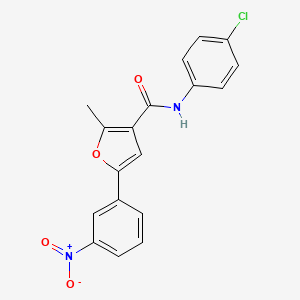 molecular formula C18H13ClN2O4 B2492830 N-(4-chlorophenyl)-2-methyl-5-(3-nitrophenyl)furan-3-carboxamide CAS No. 876875-35-3