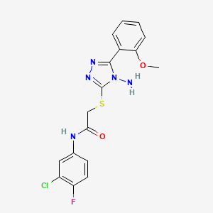 molecular formula C17H15ClFN5O2S B2492832 2-{[4-amino-5-(2-methoxyphenyl)-4H-1,2,4-triazol-3-yl]sulfanyl}-N-(3-chloro-4-fluorophenyl)acetamide CAS No. 554426-13-0