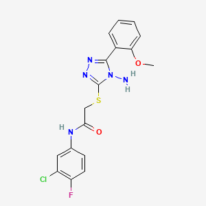 molecular formula C17H15ClFN5O2S B2492832 2-{[4-氨基-5-(2-甲氧基苯基)-4H-1,2,4-三唑-3-基]硫基}-N-(3-氯-4-氟苯基)乙酰胺 CAS No. 554426-13-0