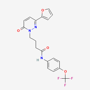 molecular formula C19H16F3N3O4 B2492835 4-(3-(furan-2-yl)-6-oxopyridazin-1(6H)-yl)-N-(4-(trifluoromethoxy)phenyl)butanamide CAS No. 1021071-71-5