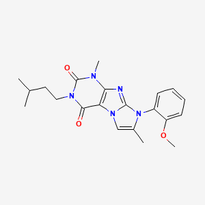 molecular formula C21H25N5O3 B2492836 3-isopentyl-8-(2-methoxyphenyl)-1,7-dimethyl-1H-imidazo[2,1-f]purine-2,4(3H,8H)-dione CAS No. 877643-86-2