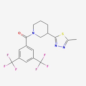 molecular formula C17H15F6N3OS B2492847 (3,5-Bis(trifluoromethyl)phenyl)(3-(5-methyl-1,3,4-thiadiazol-2-yl)piperidin-1-yl)methanone CAS No. 1170846-47-5