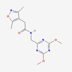 molecular formula C13H17N5O4 B2492849 N-((4,6-dimethoxy-1,3,5-triazin-2-yl)methyl)-2-(3,5-dimethylisoxazol-4-yl)acetamide CAS No. 2034357-65-6