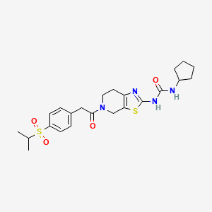 molecular formula C23H30N4O4S2 B2492850 1-Cyclopentyl-3-(5-(2-(4-(isopropylsulfonyl)phenyl)acetyl)-4,5,6,7-tetrahydrothiazolo[5,4-c]pyridin-2-yl)urea CAS No. 1396792-96-3
