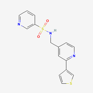 molecular formula C15H13N3O2S2 B2492861 N-((2-(噻吩-3-基)吡啶-4-基甲基)吡啶-3-磺酰胺 CAS No. 2034582-00-6