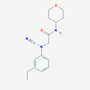 molecular formula C16H21N3O2 B2492869 2-(N-氰代-3-乙基苯胺基)-N-(氧杂环-4-基)乙酰胺 CAS No. 1436132-99-8