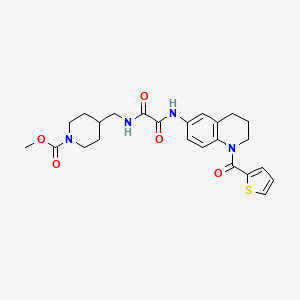 molecular formula C24H28N4O5S B2492871 Methyl 4-((2-oxo-2-((1-(thiophene-2-carbonyl)-1,2,3,4-tetrahydroquinolin-6-yl)amino)acetamido)methyl)piperidine-1-carboxylate CAS No. 1324691-79-3