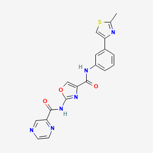 molecular formula C19H14N6O3S B2492883 N-(3-(2-methylthiazol-4-yl)phenyl)-2-(pyrazine-2-carboxamido)oxazole-4-carboxamide CAS No. 1396758-77-2