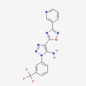 molecular formula C16H10F3N7O B2492884 5-(3-Pyridin-3-yl-1,2,4-oxadiazol-5-yl)-3-[3-(trifluoromethyl)phenyl]triazol-4-amine CAS No. 892764-82-8