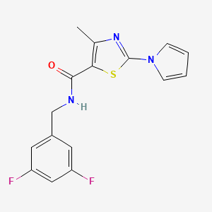 molecular formula C16H13F2N3OS B2492910 N-(3,5-difluorobenzyl)-4-methyl-2-(1H-pyrrol-1-yl)-1,3-thiazole-5-carboxamide CAS No. 1251674-99-3