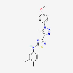 molecular formula C20H20N6OS B2492919 7-[(Benzyloxy)methyl]-4-(3-phenylpropanoyl)-2,3,4,5-tetrahydro-1,4-benzoxazepine CAS No. 1251600-64-2
