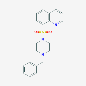 molecular formula C20H21N3O2S B2492927 8-((4-Benzylpiperazin-1-yl)sulfonyl)quinoline CAS No. 324779-79-5