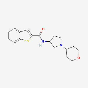 molecular formula C18H22N2O2S B2492931 N-[1-(Oxan-4-yl)pyrrolidin-3-yl]-1-benzothiophene-2-carboxamide CAS No. 2415621-10-0