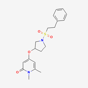 molecular formula C19H24N2O4S B2492932 1,6-dimethyl-4-((1-(phenethylsulfonyl)pyrrolidin-3-yl)oxy)pyridin-2(1H)-one CAS No. 2034429-13-3