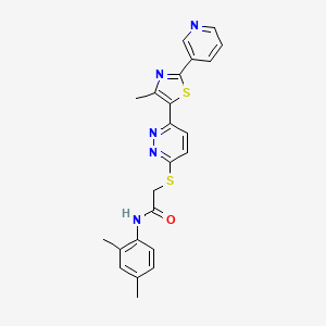 molecular formula C23H21N5OS2 B2492936 N-(2,4-dimethylphenyl)-2-((6-(4-methyl-2-(pyridin-3-yl)thiazol-5-yl)pyridazin-3-yl)thio)acetamide CAS No. 954698-49-8