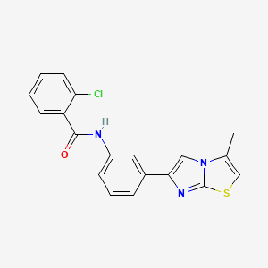 molecular formula C19H14ClN3OS B2492946 2-chloro-N-[3-(3-methylimidazo[2,1-b][1,3]thiazol-6-yl)phenyl]benzamide CAS No. 893978-78-4